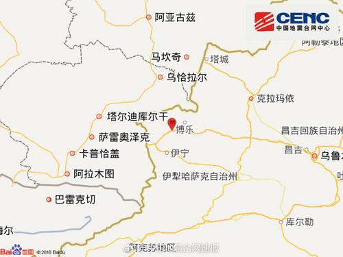 新疆博乐4.9级地震　震源深度22千米(图)